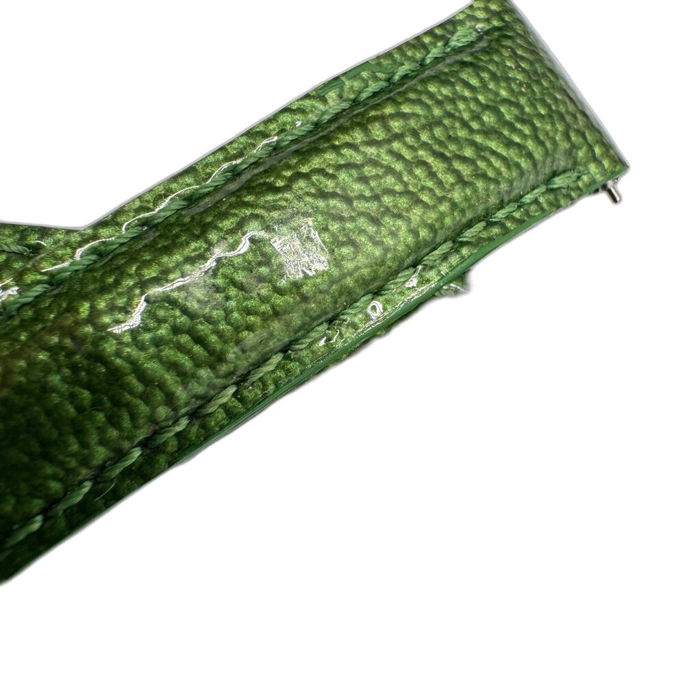 Michele 16mm Emerald Green Patterned High-Gloss Patent Leather Watch Band Strap - Picture 3 of 5